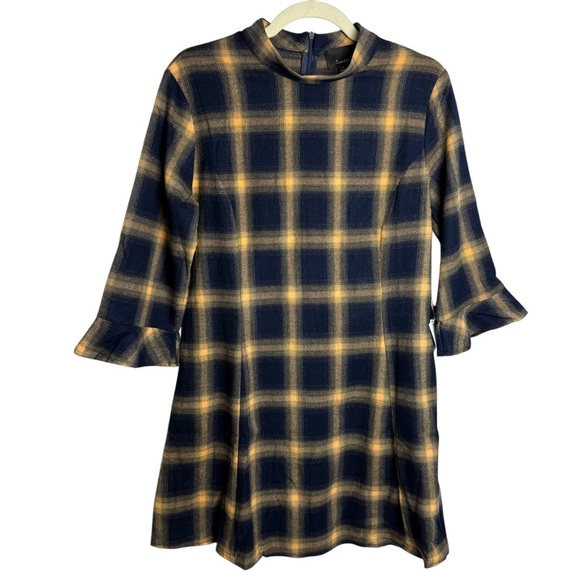 Lumiere Dresses & Skirts - Lumiere Buffalo Plaid Printed Flare Dress Long Sleeve Size Medium Dark Academia